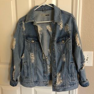 Top shop Moto ripped Jean jacket